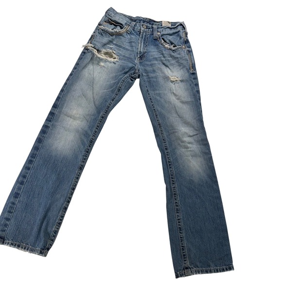 Ariat Mens Denim Jeans Medium Wash Distressed Relaxed Fit Size 29x33 - Picture 2 of 12